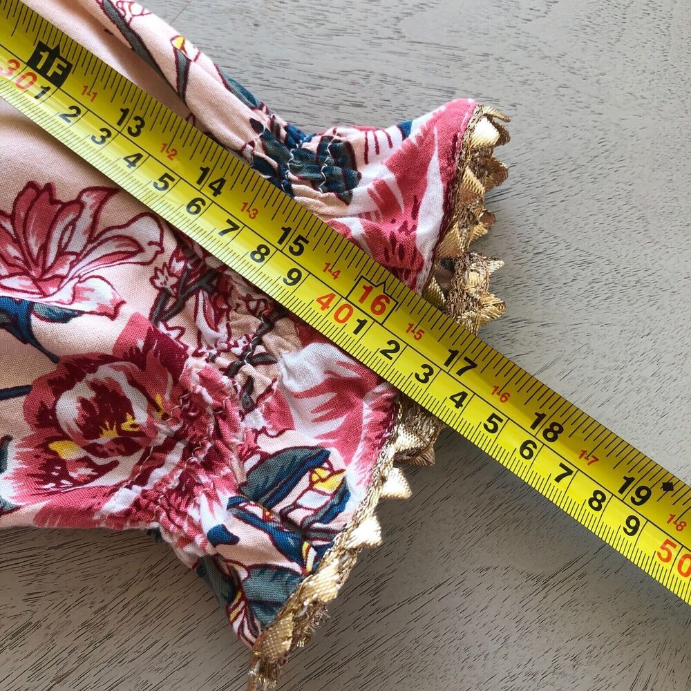 Z&L Made With Love Short Sleeve Floral V Neck Front Tie Cropped Top Sz M - Picture 15 of 15